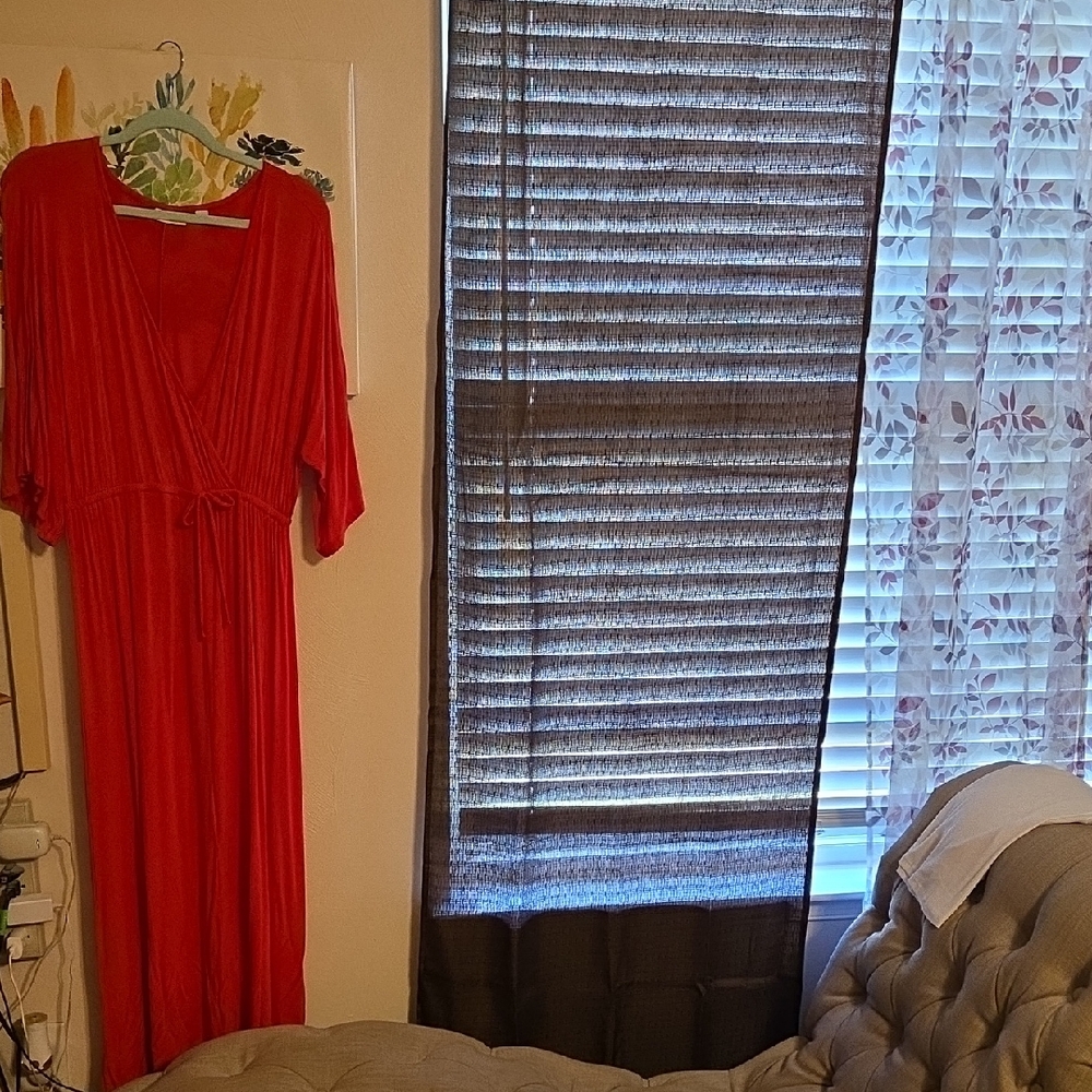 New York & Company Vibrant Red Long Sleeve Dress